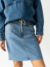 Nicerway Striped Denim Knee Length Skirt