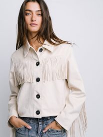Bridget Fringe Jacket in Bone - FINAL SALE