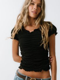 Regan Ruched Top in Black - FINAL SALE