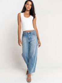 Adeline Lace Trim Barrel Jeans