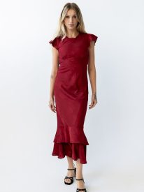Nicerway Floral Maxi Dress in Red