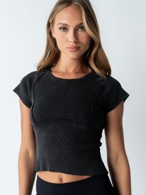 Millie Reverse Seam Top in Black - FINAL SALE