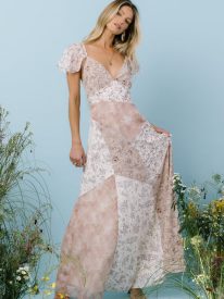 Nicerway Patchwork Maxi Dress in Ivory