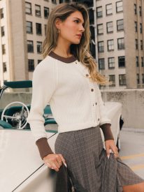 Nicerway Contrast Cardigan in Cream - FINAL SALE