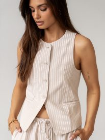 Rosa Striped Vest in Taupe - FINAL SALE
