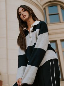 Kenzie Striped Sweater in Navy