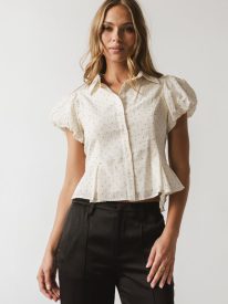Lizette Pleated Blouse in Cream
