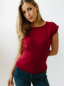 Nicerway Pleated Top in Red