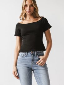 Nicerway Lettuce Edge Top in Black - FINAL SALE