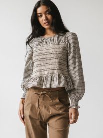 Kesley Smocked Blouse in Brown - FINAL SALE