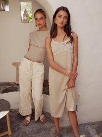 Joanna Contrast Midi Dress in Taupe - FINAL SALE
