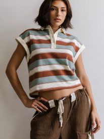 Nicerway Striped Top in Camel - FINAL SALE