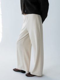 Ronda Ribbed Wide Leg Pants in Oatmeal