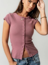 Nicerway Button Up Tee in Mauve