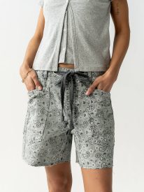 Finneas Denim Shorts in Grey Paisley