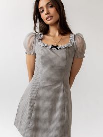 Alana Plaid Mini Dress in Sage
