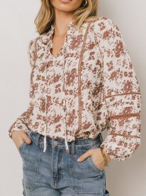 Imann Floral Blouse in Rust - FINAL SALE