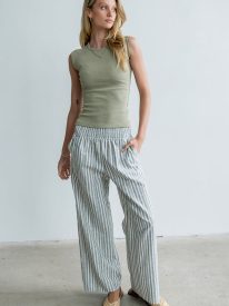 Nicerway Striped Pants in Olive