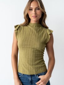 Lue Sheer Top in Olive - FINAL SALE
