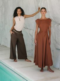 Nora Midi Dress in Terracotta